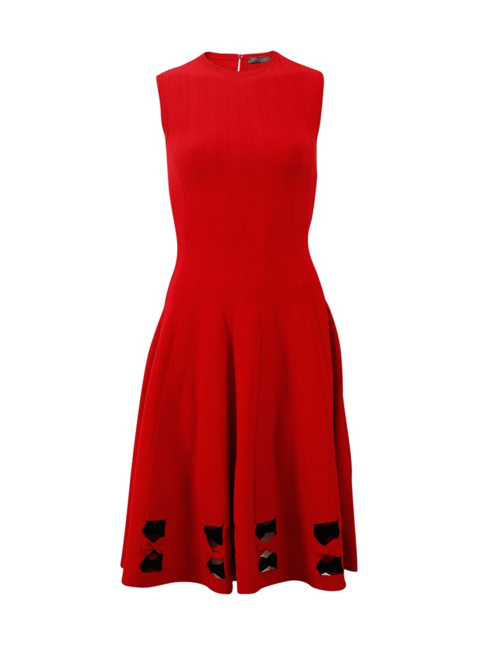Alexander McQueen Sleeveless Red Stretch Dress w Black Ties